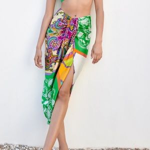 Zara printed knotted skirt